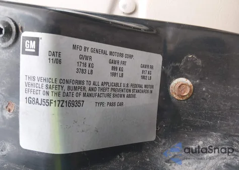 2007 Saturn Ion 2 z USA, uszkodzony, nr VIN 1G8AJ55F17Z169357